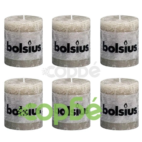 Bolsius класически свещи 80 x 68 мм, цвят каменно сив - 6 броя ➤ топ цена ➤ sorbe.bg