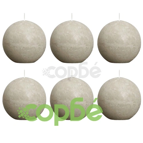 Bolsius Свещи стил рустик, сферични, 6 бр, 80 мм, цвят каменно сив ➤ топ цена ➤ sorbe.bg