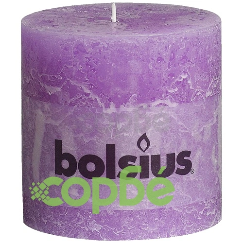 Bolsius Свещи стил рустик, стълбовидни, 6 бр, 100x100мм, цвят виолетов ➤ топ цена ➤ sorbe.bg