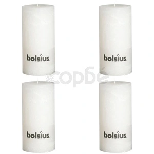 Bolsius Свещи стил рустик, стълбовидни, 4 бр, 200x100 мм, цвят бял
