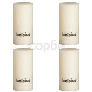 Bolsius Свещи стил рустик, стълбовидни, 4 бр, 200x100 мм, слонова кост