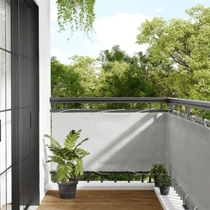Балконски параван, светлосив, 75x800 см, 100% полиестер оксфорд