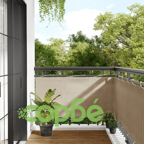 Балконски параван бежов 75x800 см 100% полиестер оксфорд ➤ топ цена ➤ sorbe.bg