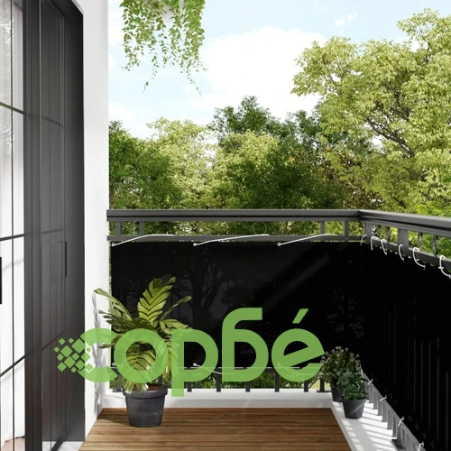 Балконски параван черен 75x800 см 100% полиестер оксфорд ➤ топ цена ➤ sorbe.bg