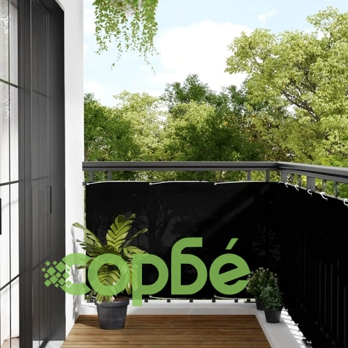 Балконски параван черен 90x800 см 100% полиестер оксфорд ➤ топ цена ➤ sorbe.bg