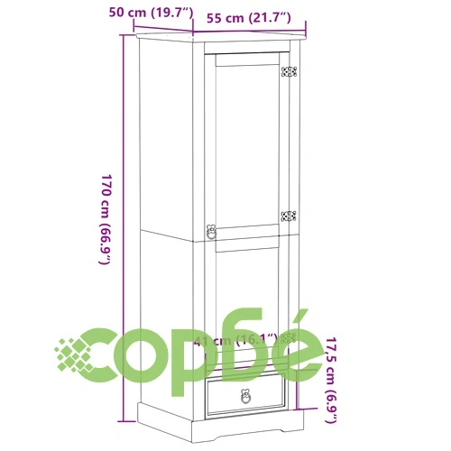 Гардероб Corona 55x50x170 см бор масив ➤ топ цена ➤ sorbe.bg
