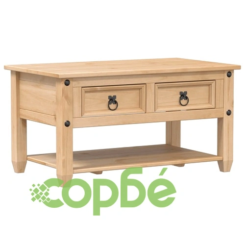 Маса за кафе с чекмеджета Corona 85x50x45 см бор масив ➤ топ цена ➤ sorbe.bg