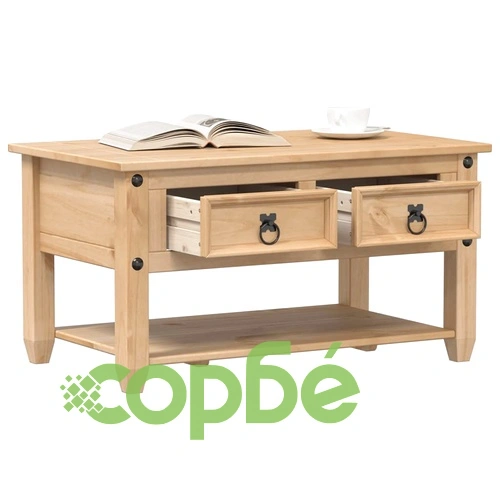 Маса за кафе с чекмеджета Corona 85x50x45 см бор масив ➤ топ цена ➤ sorbe.bg