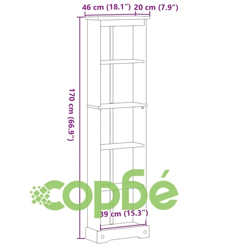 Етажерка за книги Corona 46x20x170 см масивно дърво бор ➤ топ цена ➤ sorbe.bg