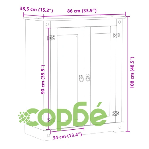 Шкаф за обувки Corona 86x38,5x108 см бор масив ➤ топ цена ➤ sorbe.bg