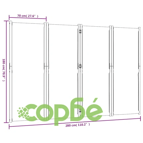 Параван за стая, 4 панела, тъмносин, 280x180 cм ➤ топ цена ➤ sorbe.bg
