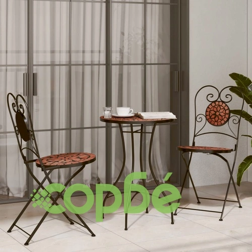 Бистро столове, сгъваеми, 2 бр, теракота, керамика ➤ топ цена ➤ sorbe.bg