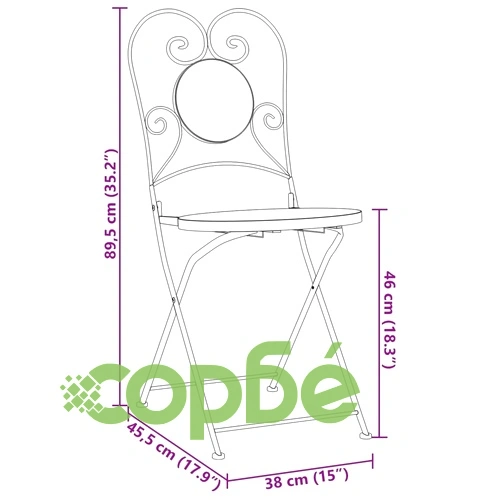 Бистро столове, сгъваеми, 2 бр, синьо-бели, керамика ➤ топ цена ➤ sorbe.bg