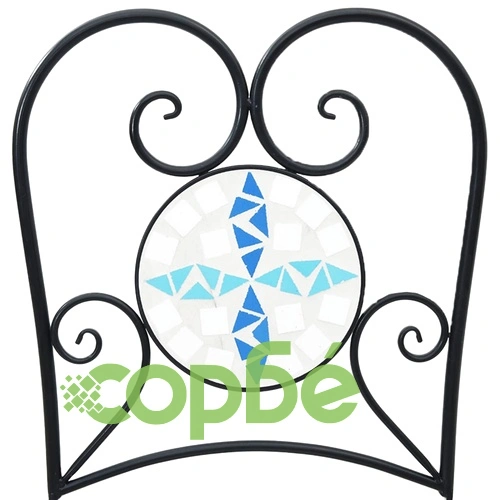 Бистро столове, сгъваеми, 2 бр, синьо-бели, керамика ➤ топ цена ➤ sorbe.bg