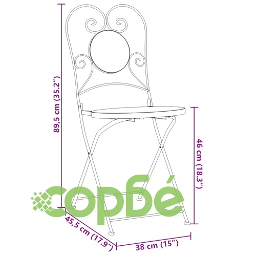 Бистро столове, сгъваеми, 2 бр, теракота-бели, керамика ➤ топ цена ➤ sorbe.bg