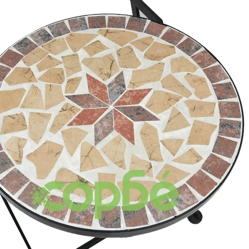 Бистро столове, сгъваеми, 2 бр, теракота-бели, керамика ➤ топ цена ➤ sorbe.bg