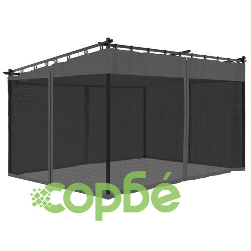 Беседка с мрежести стени, антрацит, 4x3 м, стомана ➤ топ цена ➤ sorbe.bg