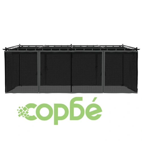 Беседка с мрежести стени, антрацит, 6x3 м, стомана ➤ топ цена ➤ sorbe.bg