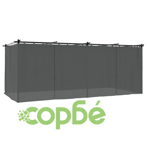 Беседка с пердета, антрацит, 6x3 м, стомана ➤ топ цена ➤ sorbe.bg
