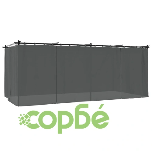 Беседка с пердета, антрацит, 6x3 м, стомана ➤ топ цена ➤ sorbe.bg