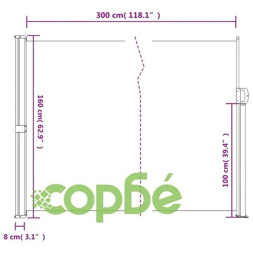 Прибираща се странична тента, антрацит, 160x300 см ➤ топ цена ➤ sorbe.bg