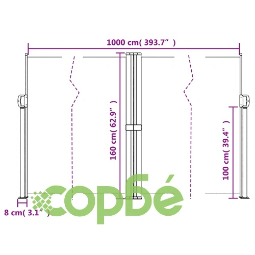 Прибираща се странична тента, синя, 160x1000 см ➤ топ цена ➤ sorbe.bg