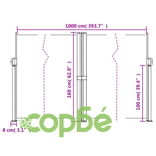 Прибираща се странична тента, антрацит, 160x1000 см ➤ топ цена ➤ sorbe.bg