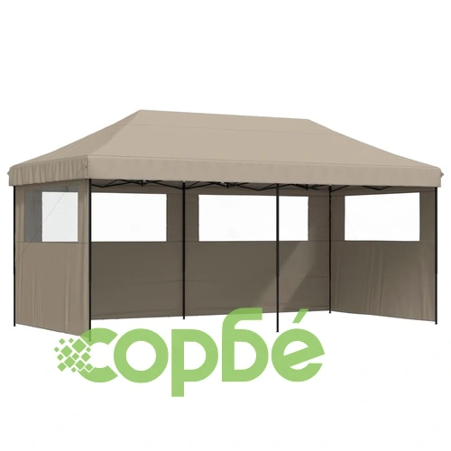 Сгъваема парти шатра pop-up с 3 странични стени таупе ➤ топ цена ➤ sorbe.bg
