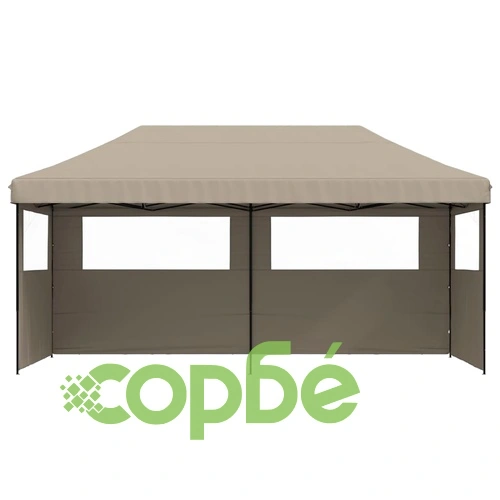 Сгъваема парти шатра pop-up с 3 странични стени таупе ➤ топ цена ➤ sorbe.bg