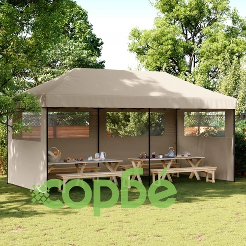 Сгъваема парти шатра pop-up с 3 странични стени таупе ➤ топ цена ➤ sorbe.bg