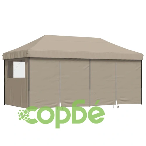 Сгъваема парти шатра pop-up с 4 странични стени таупе ➤ топ цена ➤ sorbe.bg