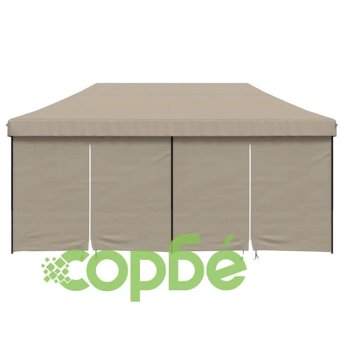 Сгъваема парти шатра pop-up с 4 странични стени таупе ➤ топ цена ➤ sorbe.bg
