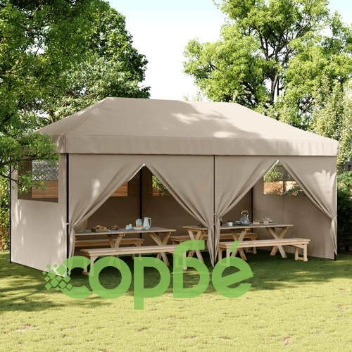 Сгъваема парти шатра pop-up с 4 странични стени таупе ➤ топ цена ➤ sorbe.bg