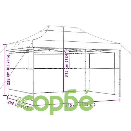 Сгъваема парти шатра pop-up с 3 странични стени оранжева ➤ топ цена ➤ sorbe.bg