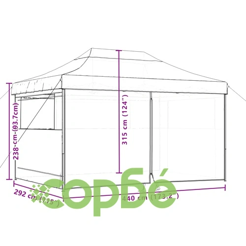 Сгъваема парти шатра pop-up с 4 странични стени оранжева ➤ топ цена ➤ sorbe.bg