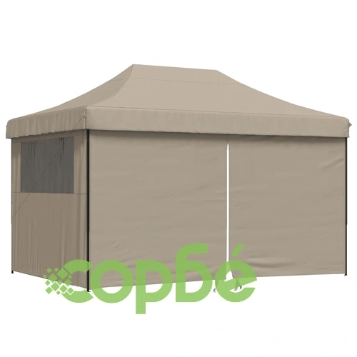 Сгъваема парти шатра pop-up с 4 странични стени таупе ➤ топ цена ➤ sorbe.bg