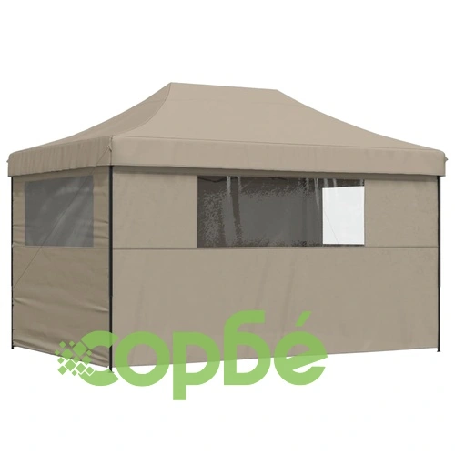 Сгъваема парти шатра pop-up с 4 странични стени таупе ➤ топ цена ➤ sorbe.bg