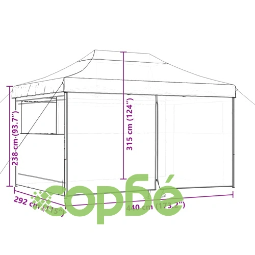 Сгъваема парти шатра pop-up с 4 странични стени таупе ➤ топ цена ➤ sorbe.bg