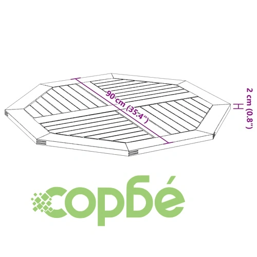 Плот за маса 90x90x2,2 см осмоъгълен масивна дървесина акация ➤ топ цена ➤ sorbe.bg