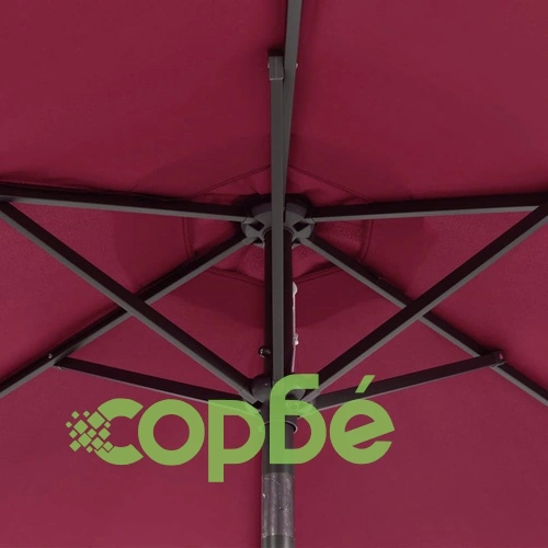 Градински чадър с LED и стоманен прът, бордо, 225x225x212 см ➤ топ цена ➤ sorbe.bg