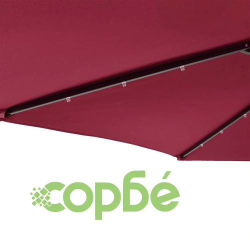 Градински чадър с LED и стоманен прът, бордо, 225x225x212 см ➤ топ цена ➤ sorbe.bg