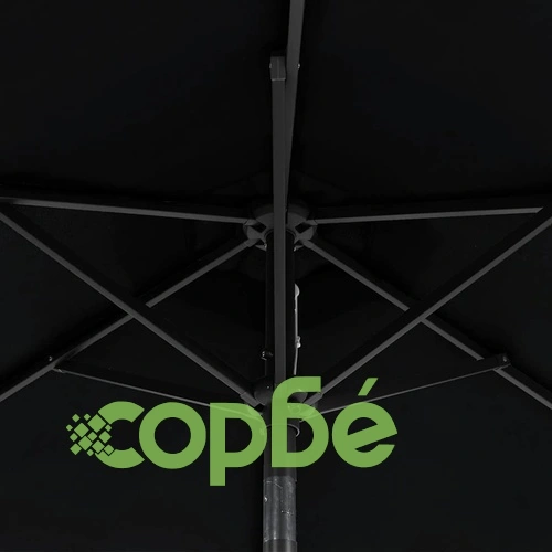 Градински чадър с LED и стоманен прът, черна, 225x225x212 см ➤ топ цена ➤ sorbe.bg