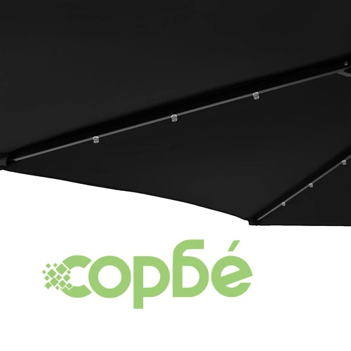 Градински чадър с LED и стоманен прът, черна, 225x225x212 см ➤ топ цена ➤ sorbe.bg