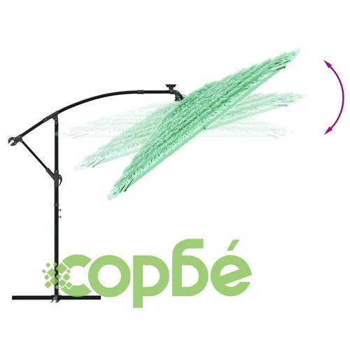 Градински чадър със стоманен прът, зелен, 269x269x235 см ➤ топ цена ➤ sorbe.bg