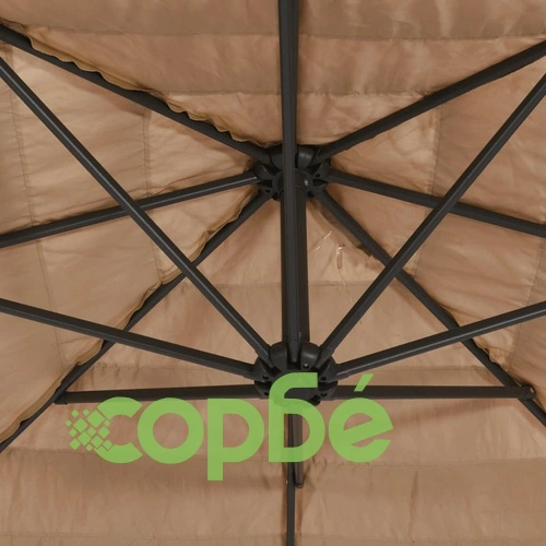 Градински чадър с LED и стоманен прът, кафяв, 300x200x250 см ➤ топ цена ➤ sorbe.bg