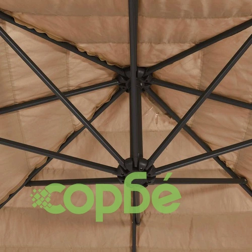 Градински чадър с LED и стоманен прът, кафяв, 223x223x213 см ➤ топ цена ➤ sorbe.bg