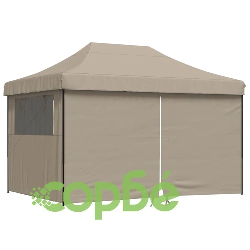 Сгъваема парти шатра pop-up с 4 странични стени таупе ➤ топ цена ➤ sorbe.bg