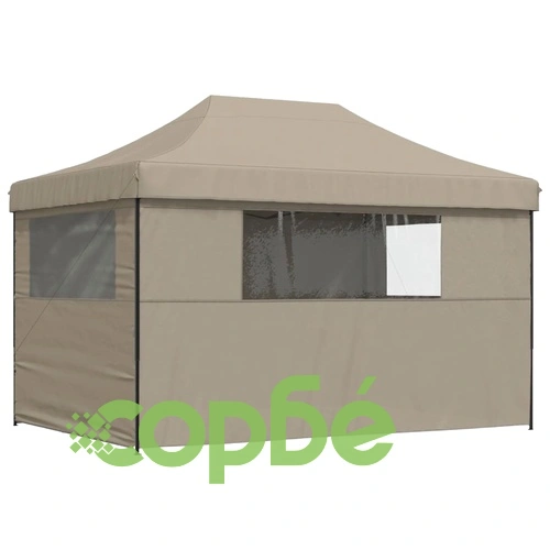 Сгъваема парти шатра pop-up с 4 странични стени таупе ➤ топ цена ➤ sorbe.bg