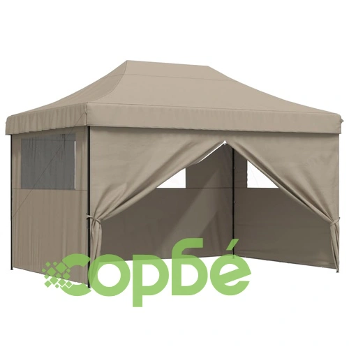 Сгъваема парти шатра pop-up с 4 странични стени таупе ➤ топ цена ➤ sorbe.bg