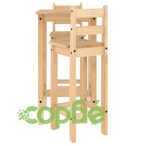 Бар комплект от 3 части, масивна борова дървесина ➤ топ цена ➤ sorbe.bg